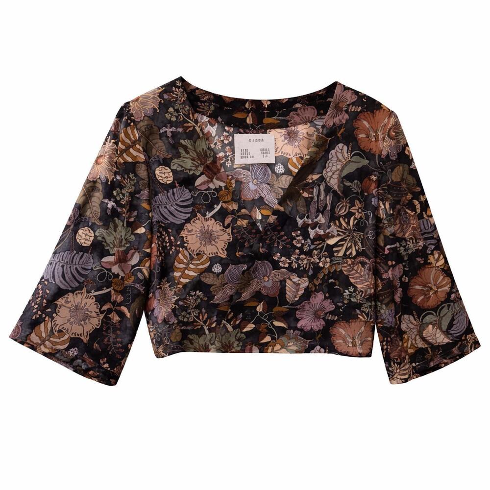 NEW CISSA women's the lady cropped top in brown